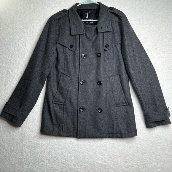 Tom’s Ware Wool Blend Double Breasted Pea Coat - Picture 2 of 16